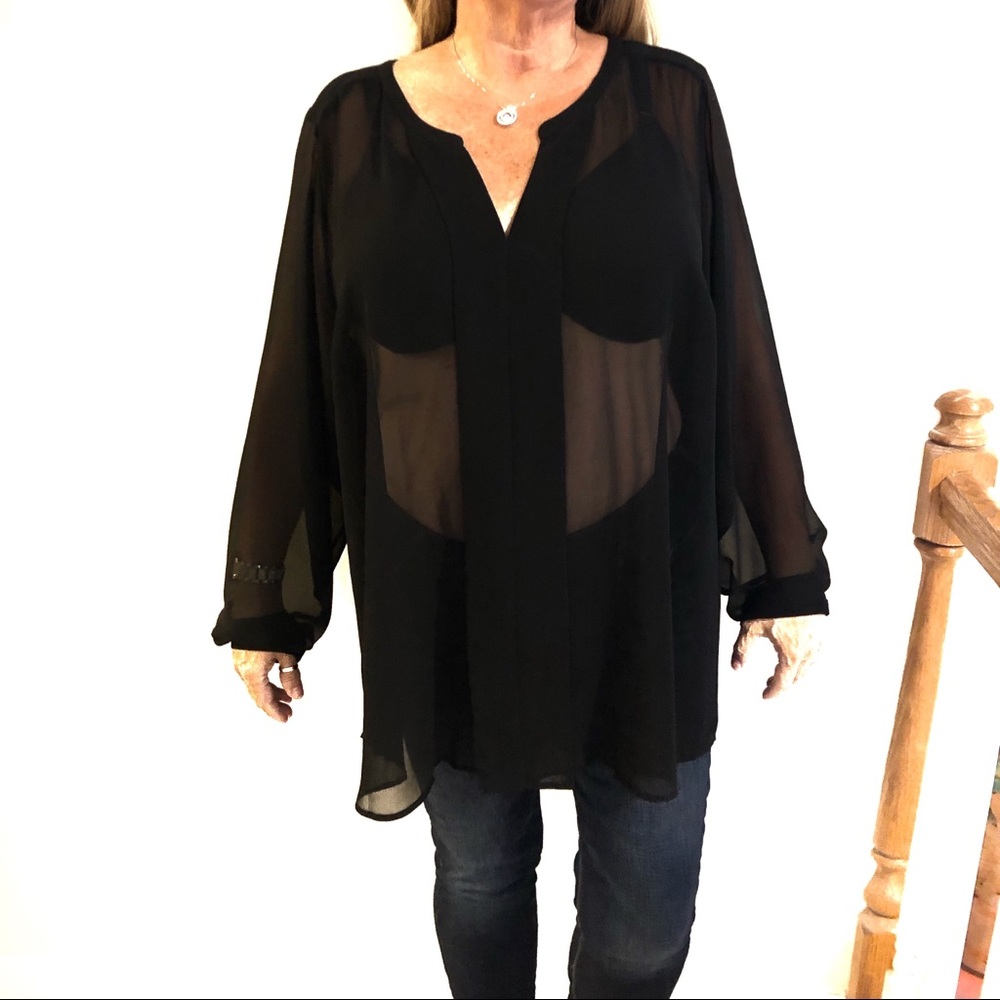 🆕Lane Bryant black sheer top